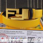 AAA Fake Fendi Reversible Black And Yellow Leather Belt With Gold Buckle
